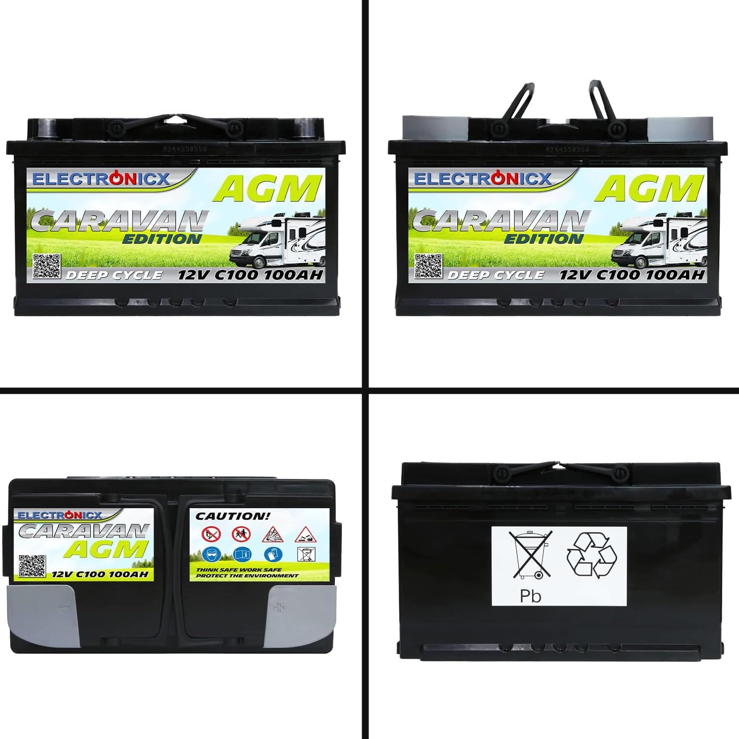 Batterie AGM 12v 100Ah Electronicx Caravan Edition batterie solaire 12v accumulateur 12v batteries solaires alimentation batterie 12v agm caravane batterie camping car batterie gel 12v accumulateur