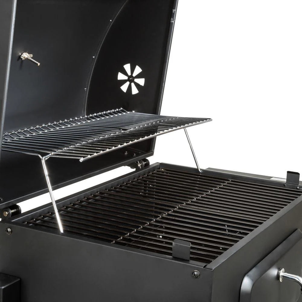 Barbecue charbon de bois 3 en 1 avec thermomtre avec grille hauteur rglable noir 1508003 -