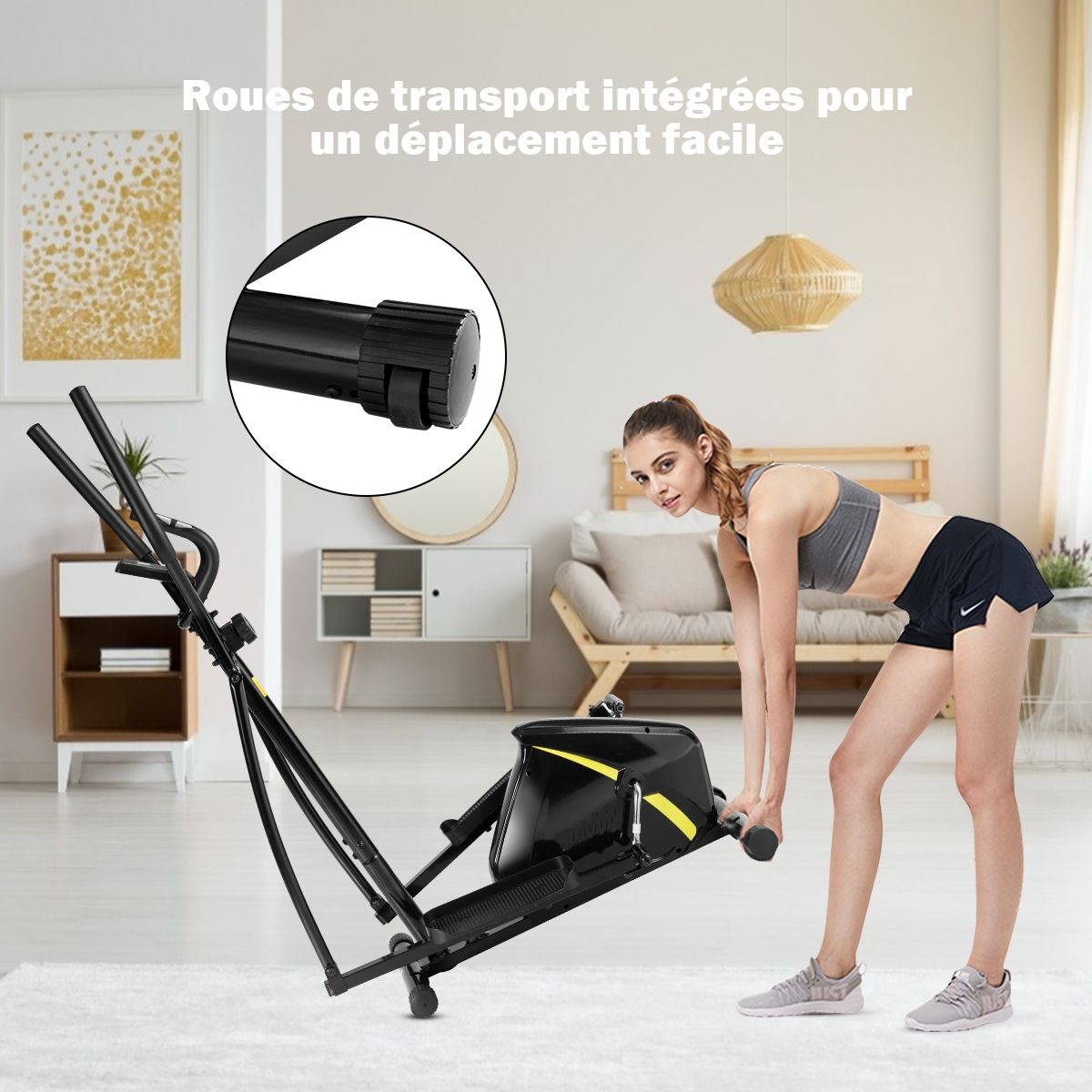 Vlo Elliptique avec 8 Niveaux de Rsistance-Masse d'Inertie 2 kg Pouls la Main Affichage LCD -