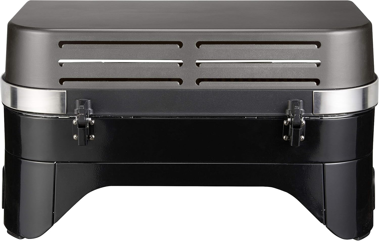 Attitude2go,Barbecue de Table Faible fume,BBQ Portable, Couvercle,thermomtre,et Grille en Fonte,Alimentation : Cartouche de gaz CV 470 Plus,Gris