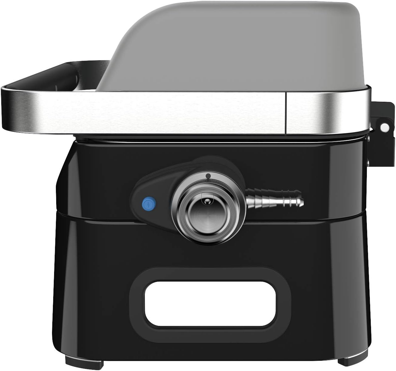 Attitude2go,Barbecue de Table Faible fume,BBQ Portable, Couvercle,thermomtre,et Grille en Fonte,Alimentation : Cartouche de gaz CV 470 Plus,Gris
