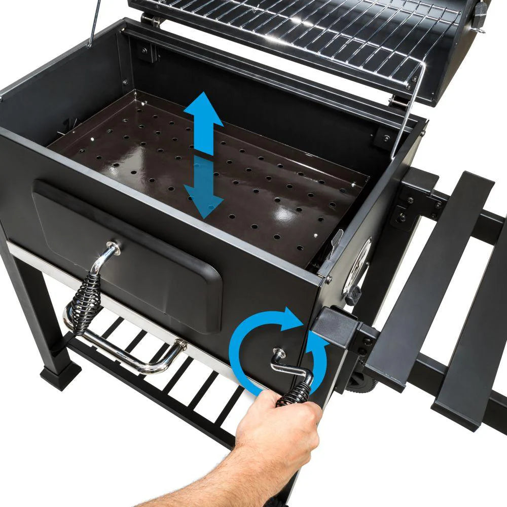 Barbecue charbon de bois 3 en 1 avec thermomtre avec grille hauteur rglable noir 1508003 -