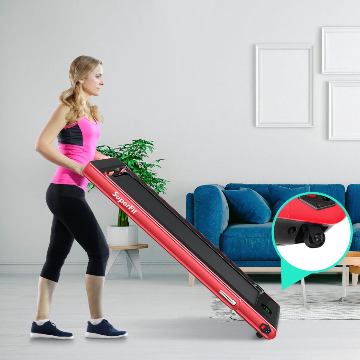 2 en 1 Tapis de Course Electrique Pliable 1 12 Km/H avec Haut-parleur Bluetooth Tlcommande Moteur 0,75HP Vert/Blanc/Noir/Rouge/Or/Noir et Argent/Bleu -