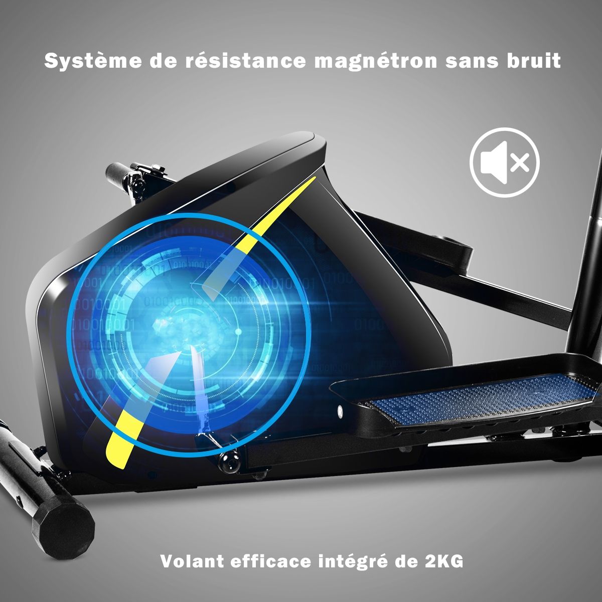 Vlo Elliptique avec 8 Niveaux de Rsistance-Masse d'Inertie 2 kg Pouls la Main Affichage LCD -