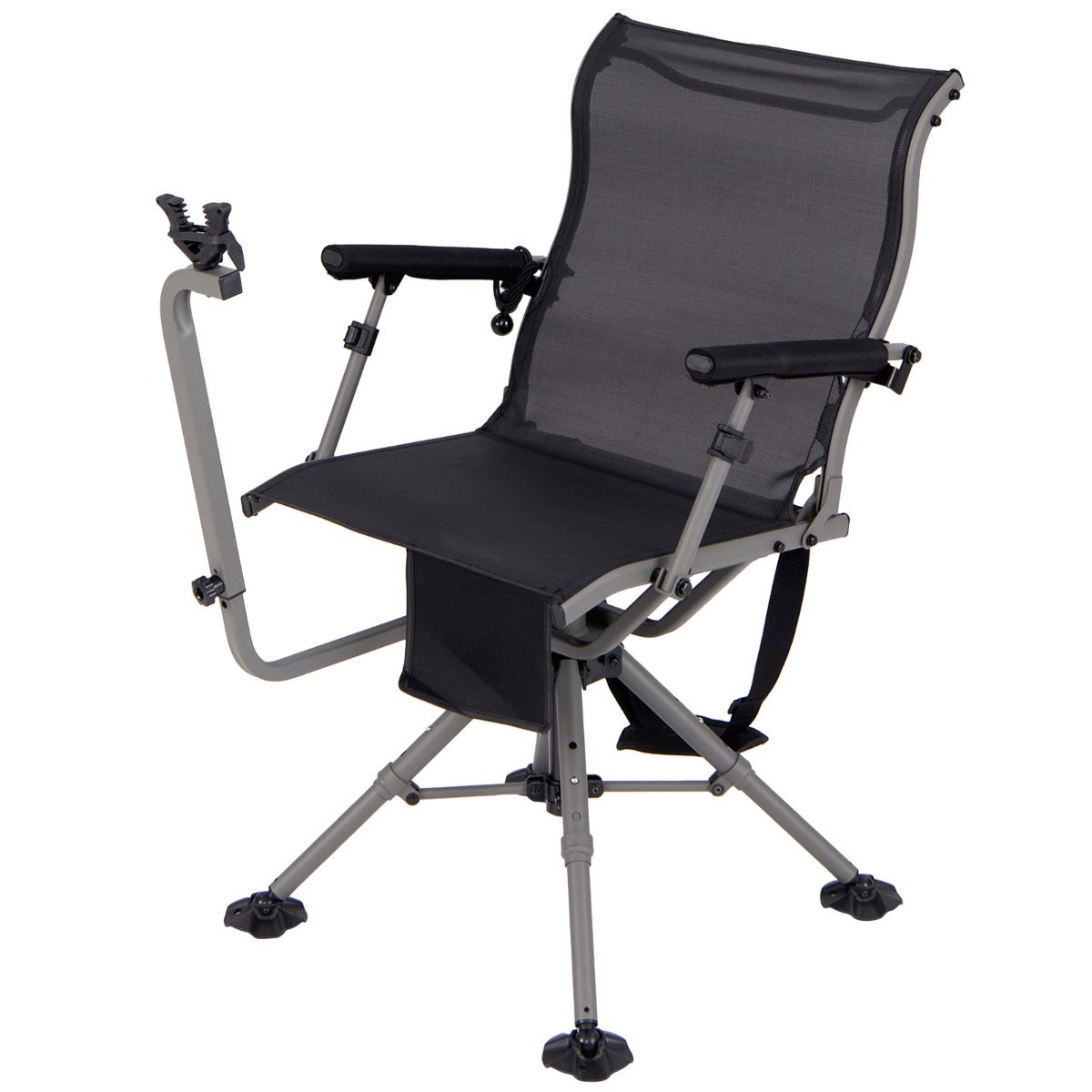 Chaise de Chasse Portable Chaise de Tir avec Sige de Pliable Rglables Rotation 360掳 Support de Fusil Rglable Charge 150 kg Noir -