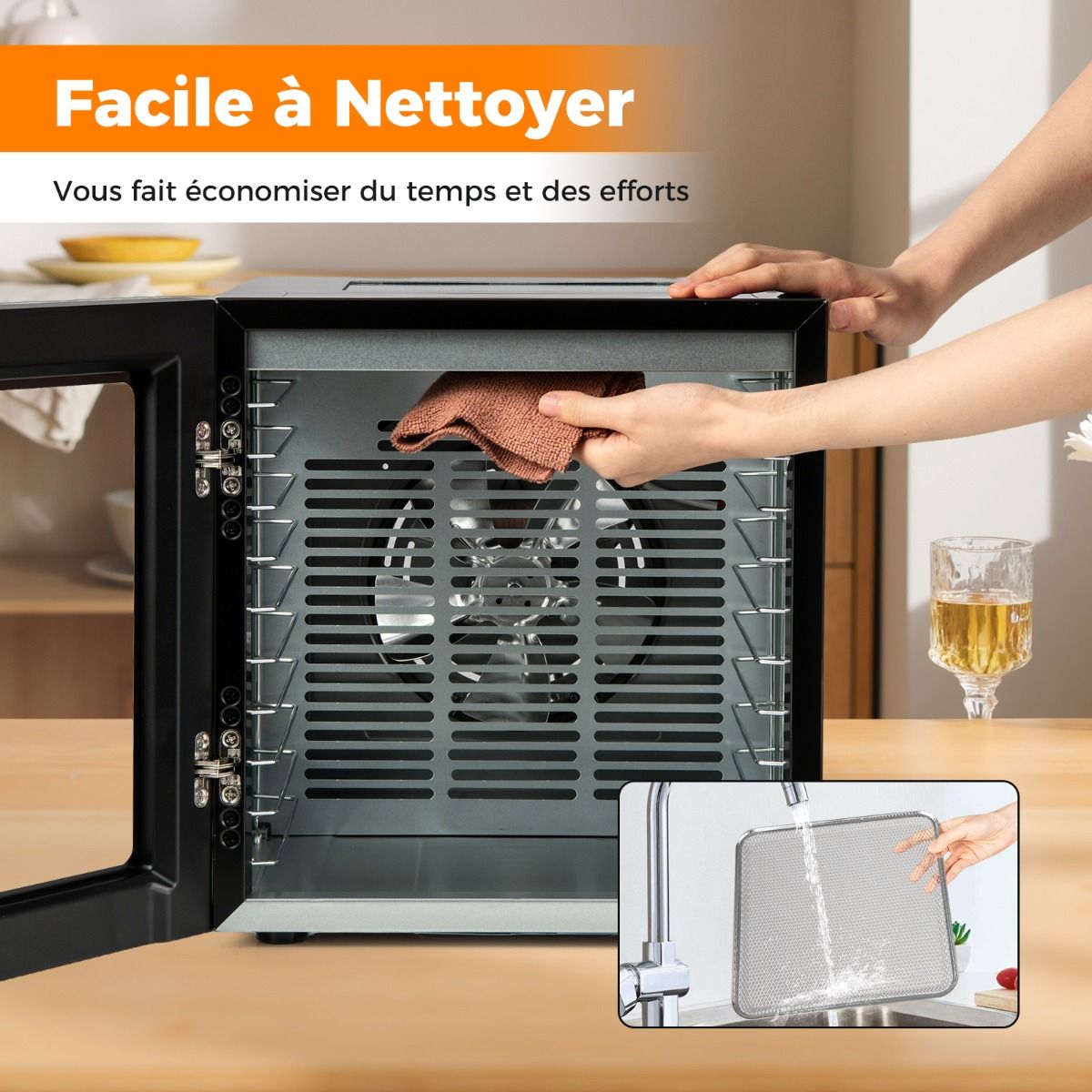 Dshydrateur Alimentaire Schoir 10 Plateaux en Acier Inoxydable avec 10 Programmes Prrgls Minuterie de 48H&Temprature de 30-75鈩Noir -