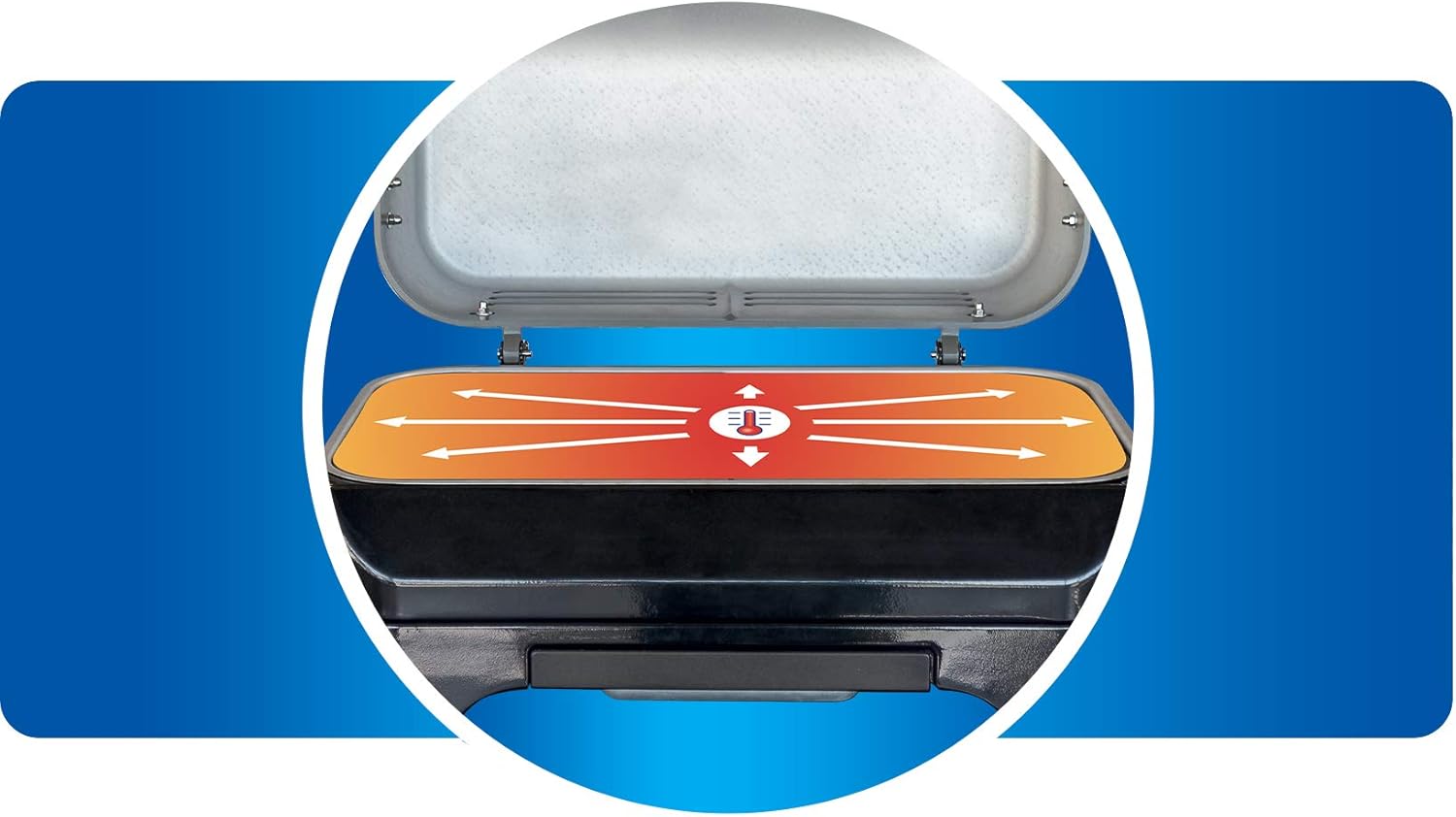 Attitude2go,Barbecue de Table Faible fume,BBQ Portable, Couvercle,thermomtre,et Grille en Fonte,Alimentation : Cartouche de gaz CV 470 Plus,Gris