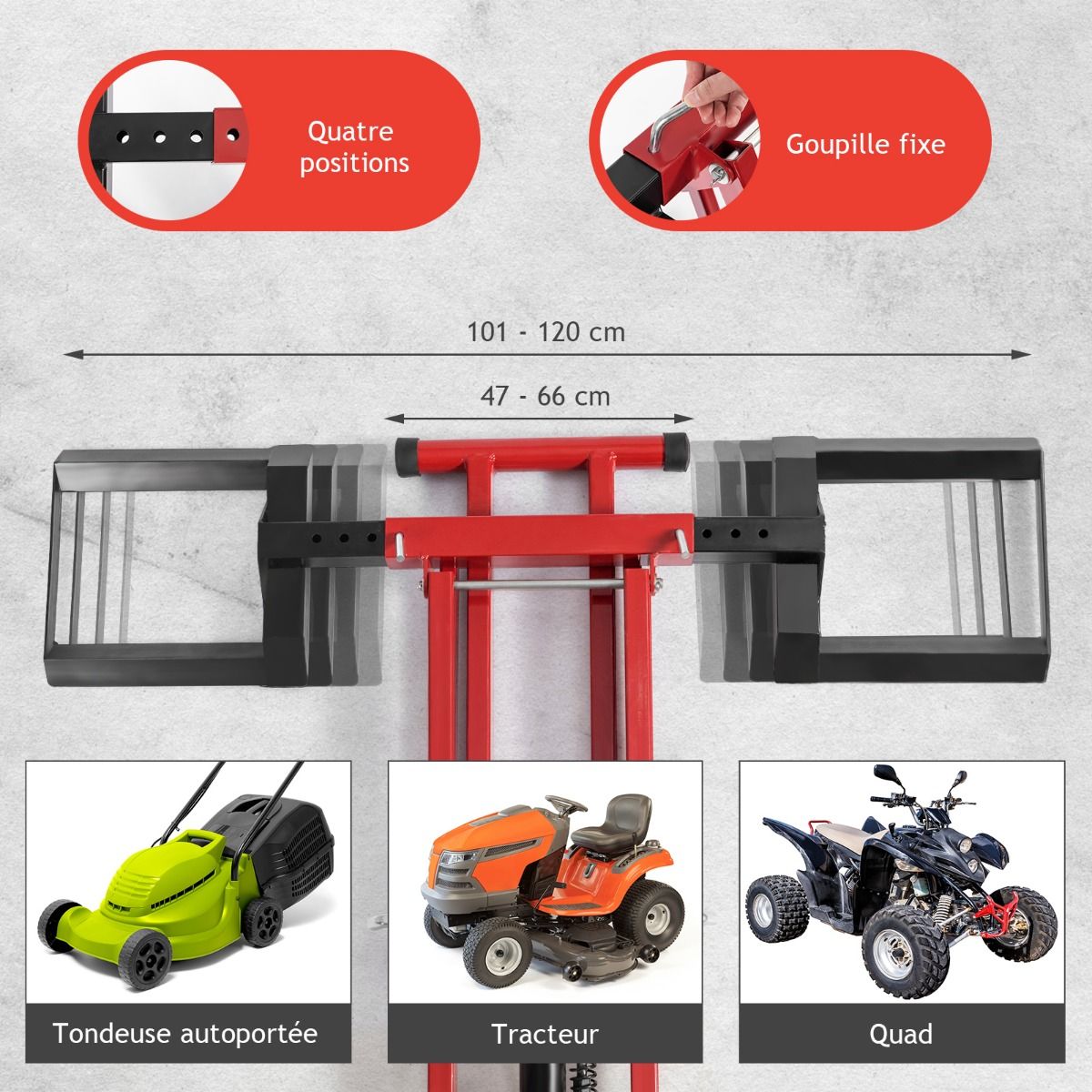 Cric de Levage pour Tondeuse Gazon pour Tracteurs et Tondeuses Gazon Autoportes Rayon de Braquage Nul Capacit de 227 Kg -