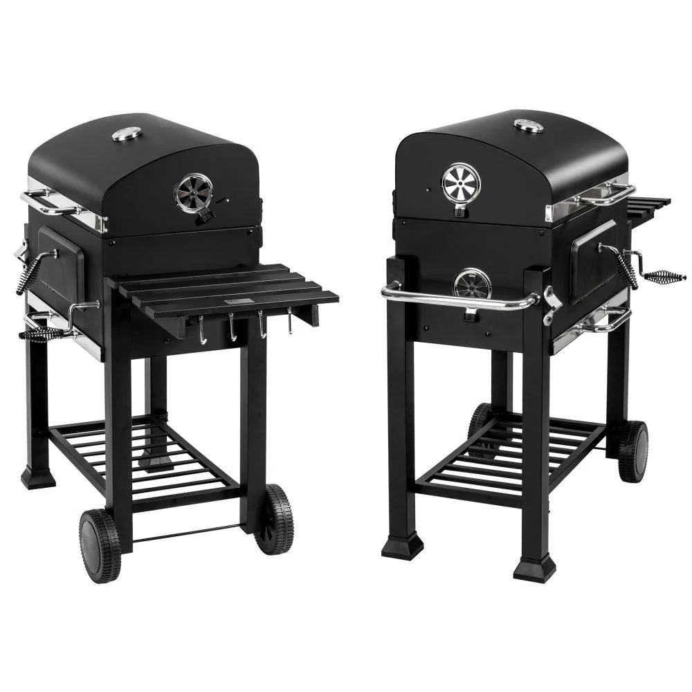 Barbecue charbon de bois 3 en 1 avec thermomtre avec grille hauteur rglable noir 1508003 -