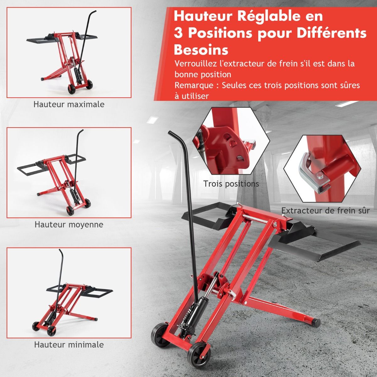 Cric de Levage pour Tondeuse Gazon pour Tracteurs et Tondeuses Gazon Autoportes Rayon de Braquage Nul Capacit de 227 Kg -