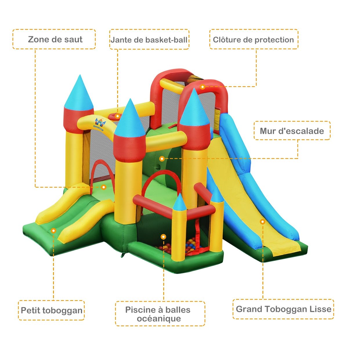 Ch芒teau Gonflable avec Souffleur pour Enfants de 3 10 Ans avec Plusieurs Types de Jeu Diffrents 330 x 300 x 210 cm -