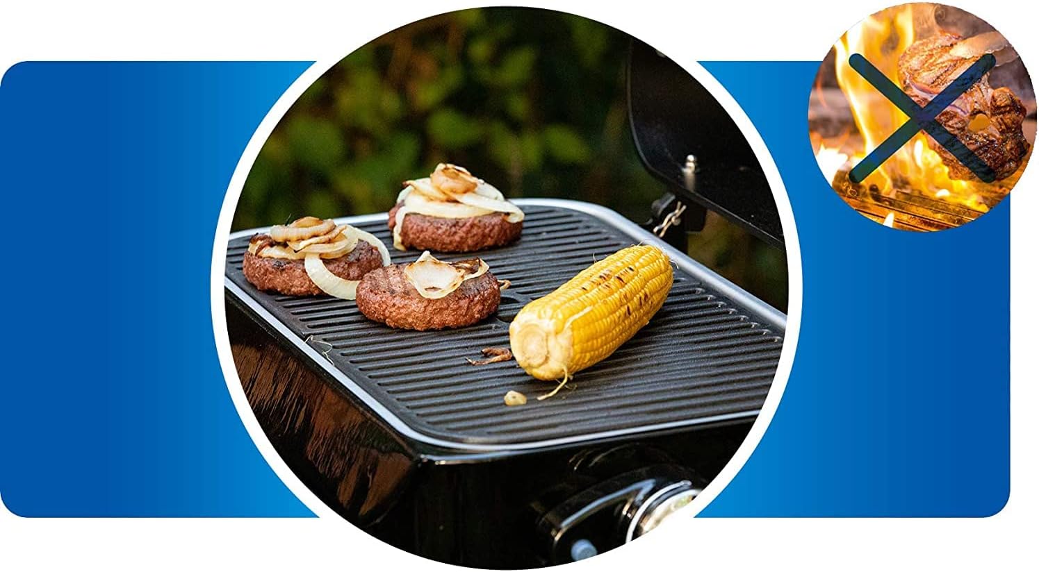 Attitude2go,Barbecue de Table Faible fume,BBQ Portable, Couvercle,thermomtre,et Grille en Fonte,Alimentation : Cartouche de gaz CV 470 Plus,Gris