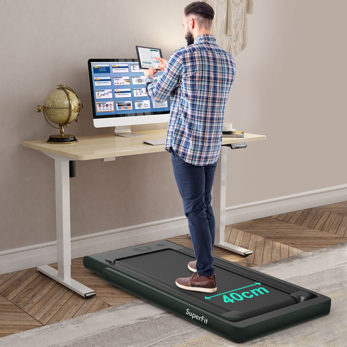 2 en 1 Tapis de Course Electrique Pliable 1 12 Km/H avec Haut-parleur Bluetooth Tlcommande Moteur 0,75HP Vert/Blanc/Noir/Rouge/Or/Noir et Argent/Bleu -