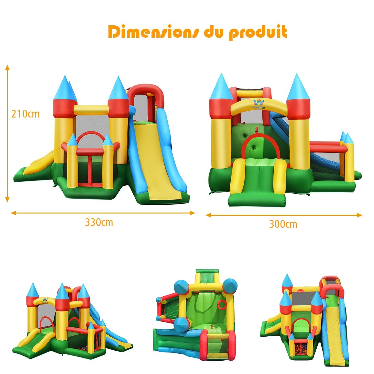 Ch芒teau Gonflable avec Souffleur pour Enfants de 3 10 Ans avec Plusieurs Types de Jeu Diffrents 330 x 300 x 210 cm -