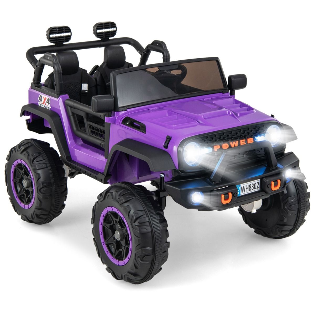 Voiture lectrique 24v pour Enfants 2 Places Tlcommande Musique Histoire Klaxon Usb Fonction de Dmarrage Lent Suspensions Ressort Blanc/Noir/Rose/Violet -