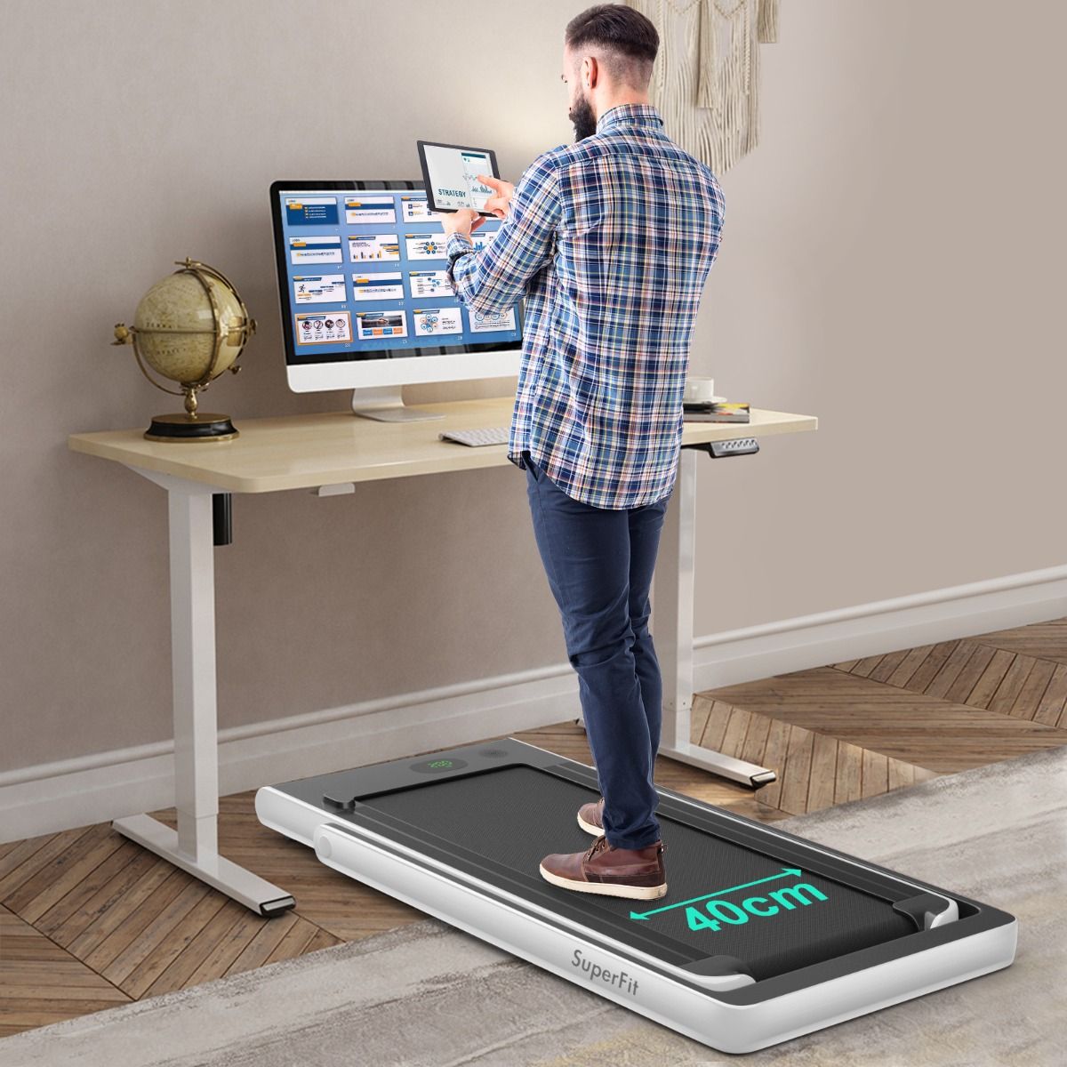 2 en 1 Tapis de Course Electrique Pliable 1 12 Km/H avec Haut-parleur Bluetooth Tlcommande Moteur 0,75HP Vert/Blanc/Noir/Rouge/Or/Noir et Argent/Bleu -