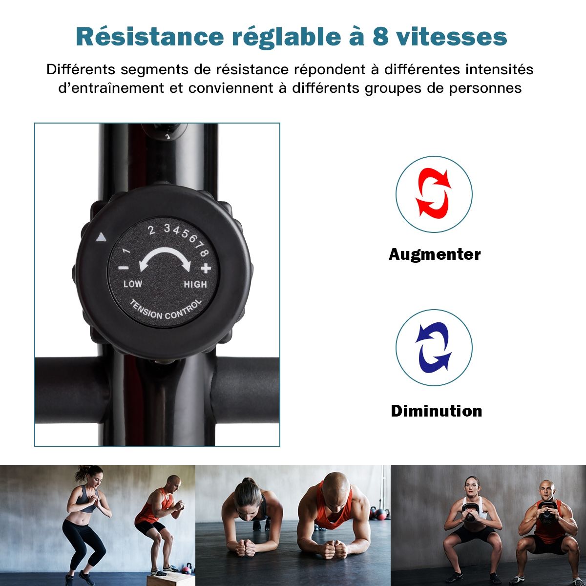 Vlo Elliptique avec 8 Niveaux de Rsistance-Masse d'Inertie 2 kg Pouls la Main Affichage LCD -