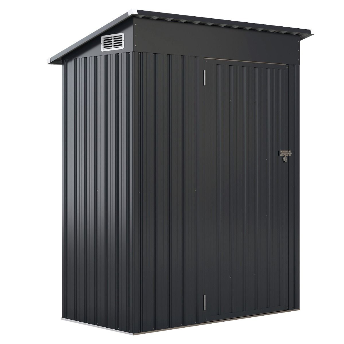Abri de Rangement Toutes Saisons Abri Outils Utilitaire avec Toit en Pente Porte Ouvrante Arations Cadre en Mtal Galvanis Gris -