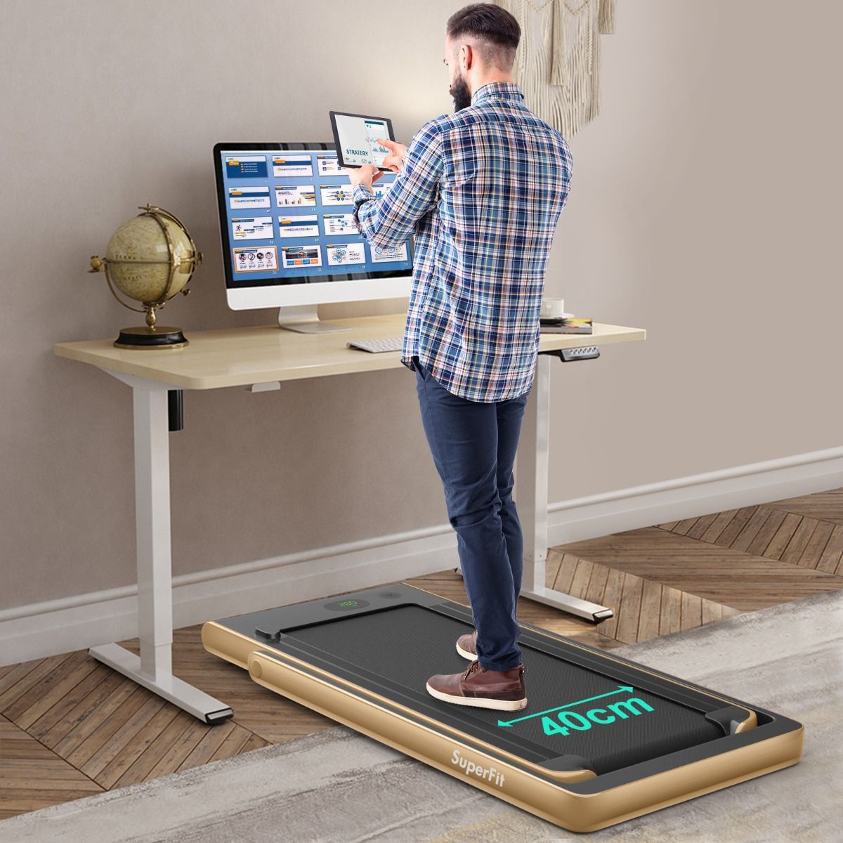 2 en 1 Tapis de Course Electrique Pliable 1 12 Km/H avec Haut-parleur Bluetooth Tlcommande Moteur 0,75HP Vert/Blanc/Noir/Rouge/Or/Noir et Argent/Bleu -
