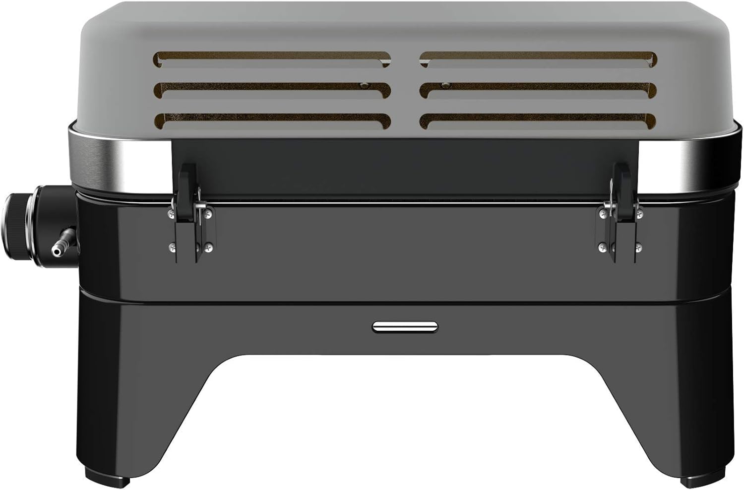 Attitude2go,Barbecue de Table Faible fume,BBQ Portable, Couvercle,thermomtre,et Grille en Fonte,Alimentation : Cartouche de gaz CV 470 Plus,Gris