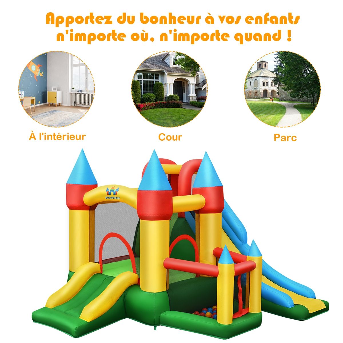 Ch芒teau Gonflable avec Souffleur pour Enfants de 3 10 Ans avec Plusieurs Types de Jeu Diffrents 330 x 300 x 210 cm -