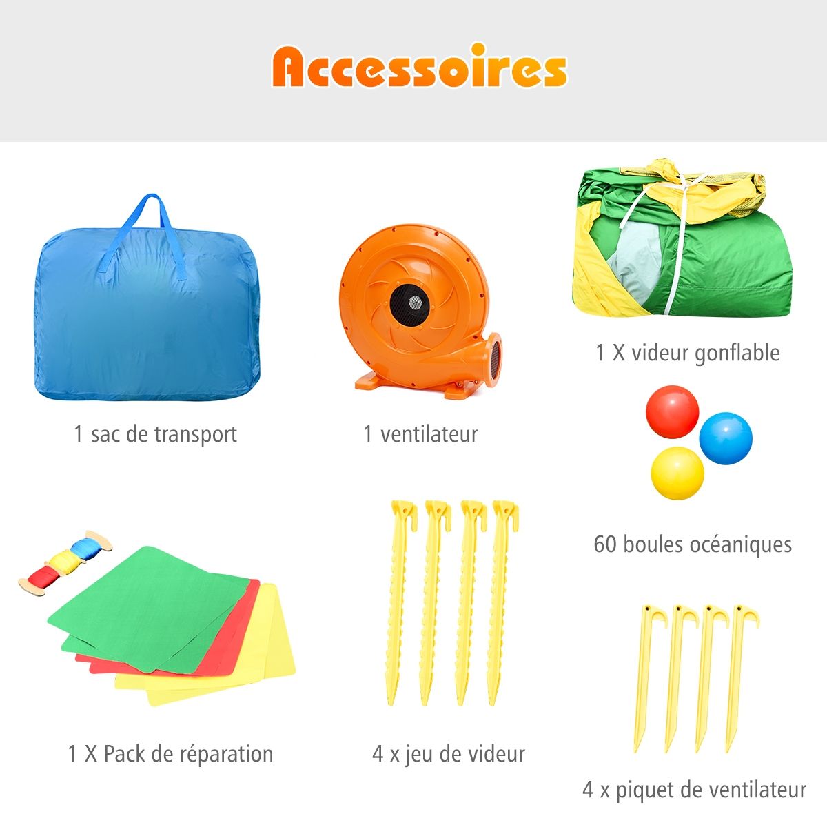 Ch芒teau Gonflable avec Souffleur pour Enfants de 3 10 Ans avec Plusieurs Types de Jeu Diffrents 330 x 300 x 210 cm -