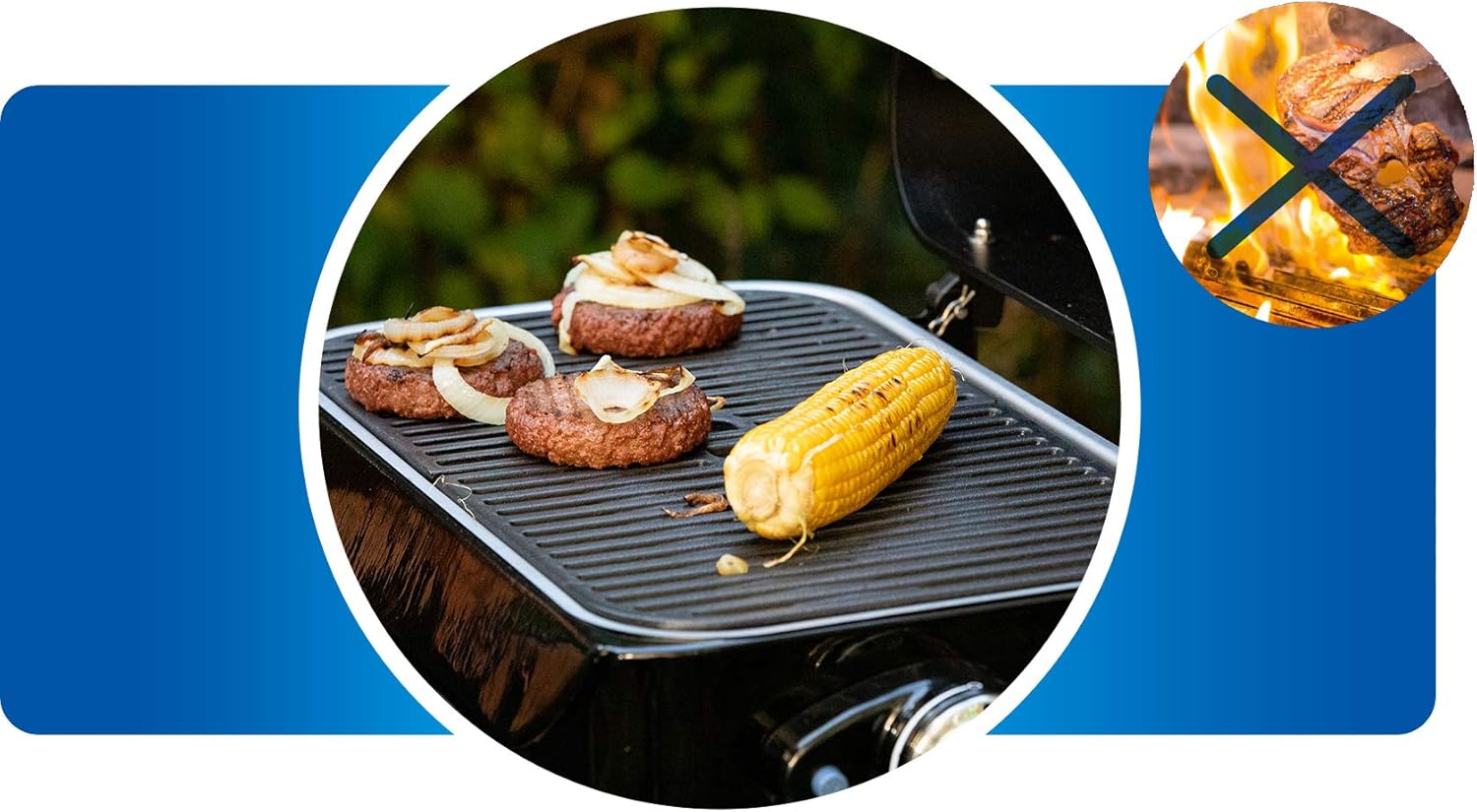 Attitude2go,Barbecue de Table Faible fume,BBQ Portable, Couvercle,thermomtre,et Grille en Fonte,Alimentation : Cartouche de gaz CV 470 Plus,Gris