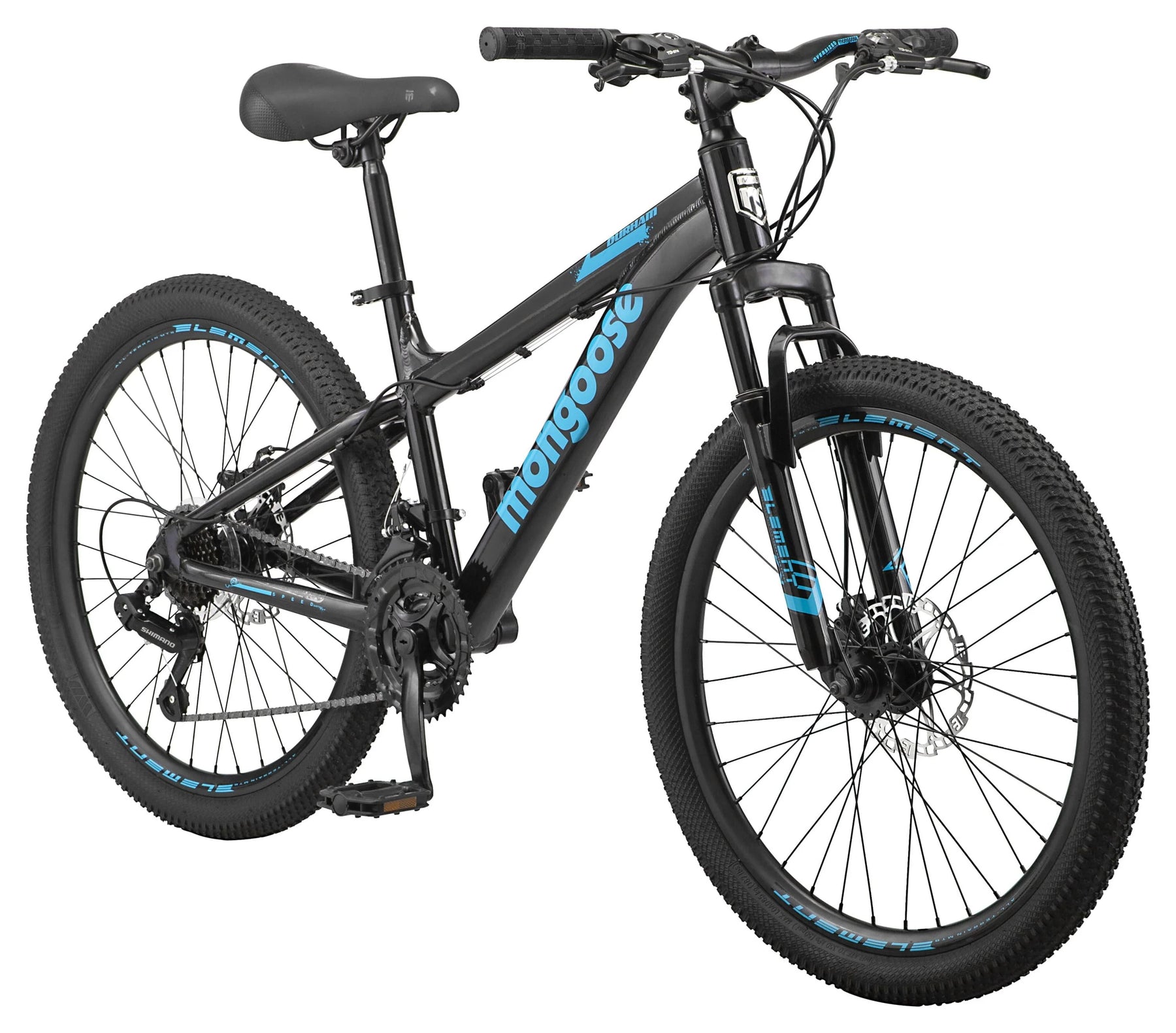 Mongoose 24" Durham Mountain Bike, 21 Speeds, Black