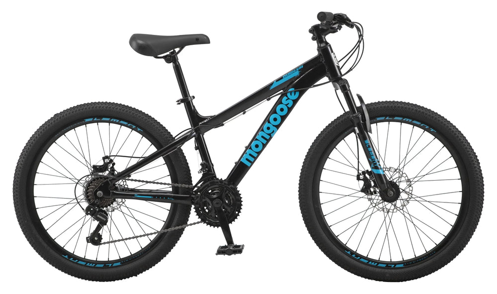 Mongoose 24" Durham Mountain Bike, 21 Speeds, Black