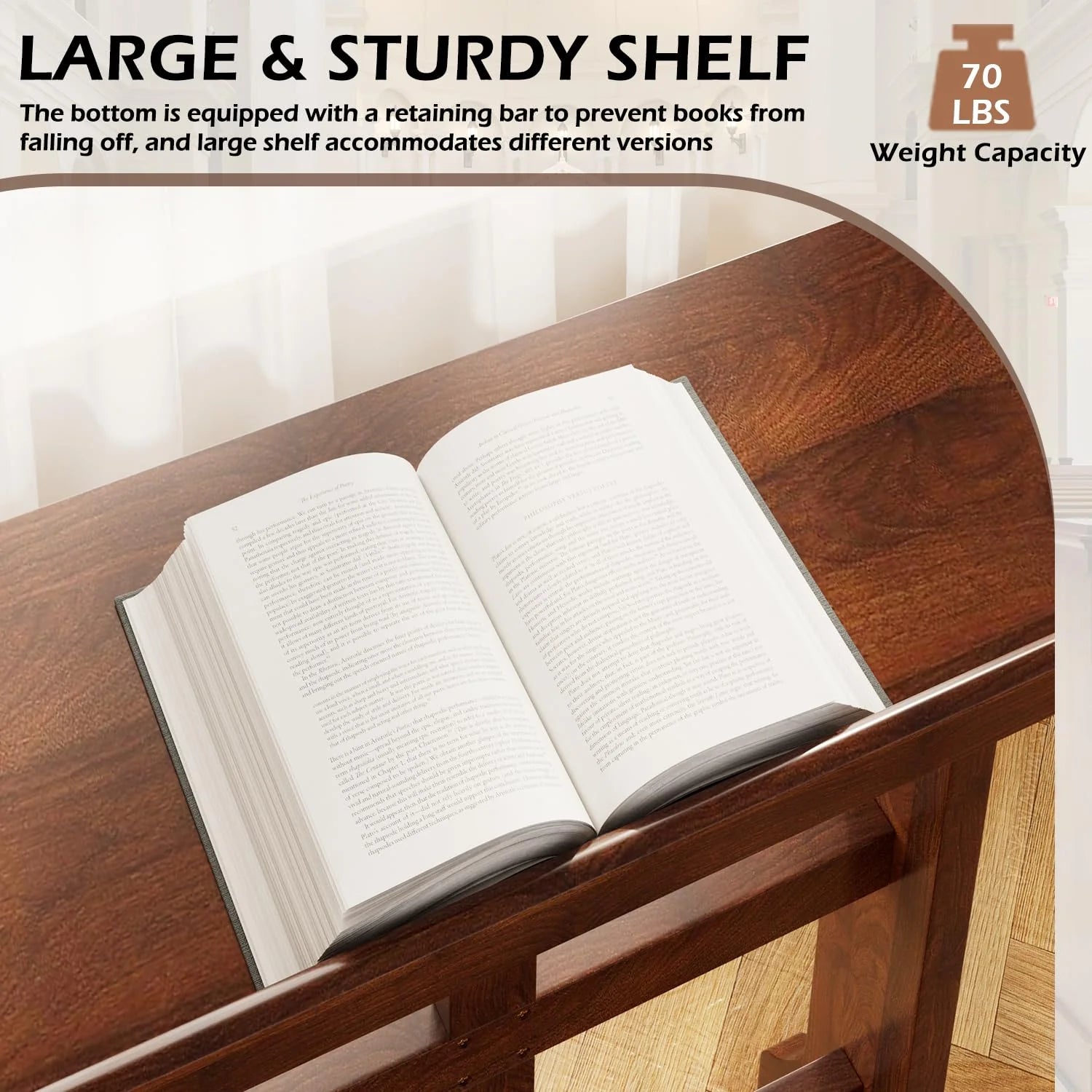 AECOJOY Acacia Wood Prayer Kneeler Bench with Storage Shelf & Soft Cushion, Comfortable Wooden Kneeling Meditation Seiza Stool for Praying