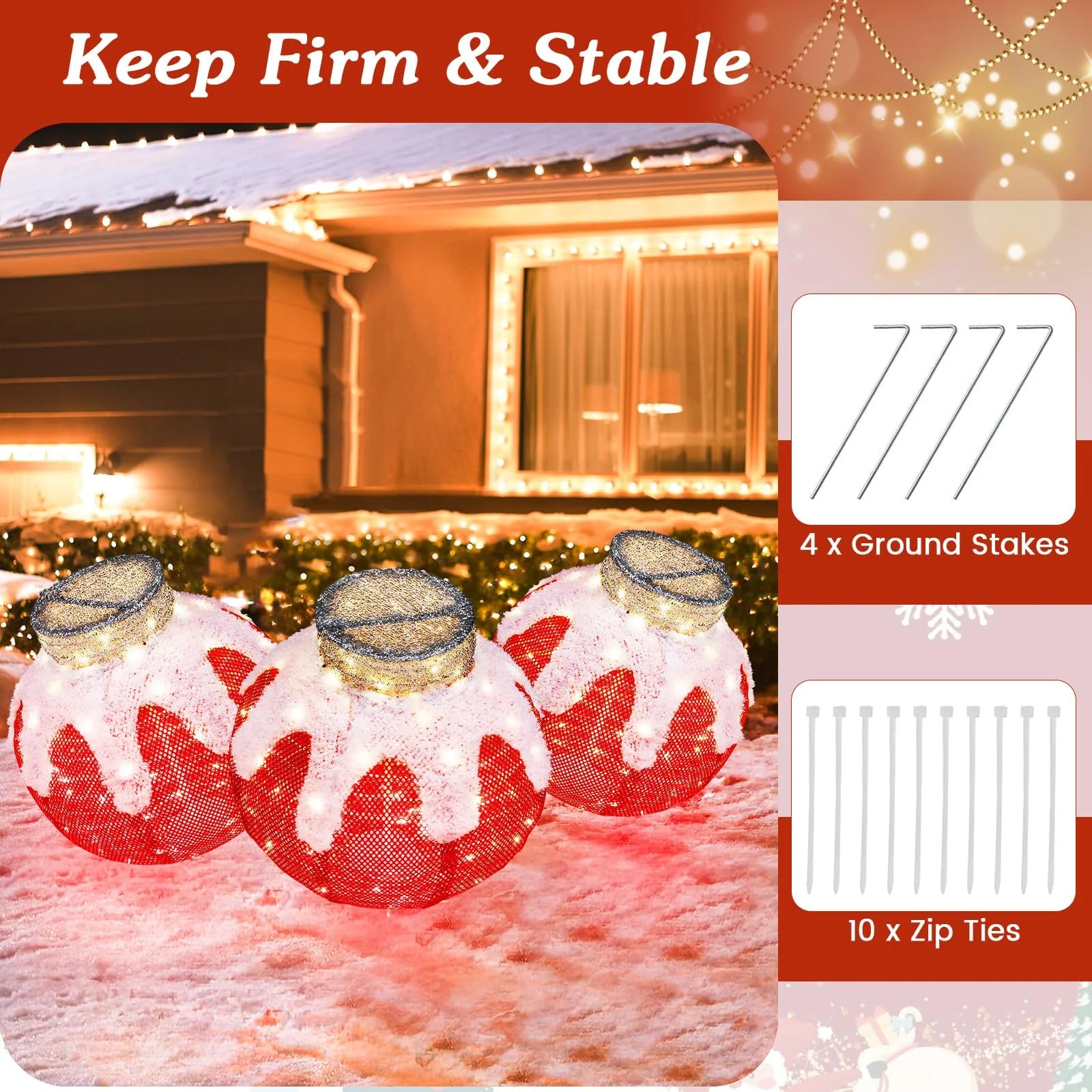 Tangkula Christmas Lighted Lantern with 80 LED Lights & Support Base