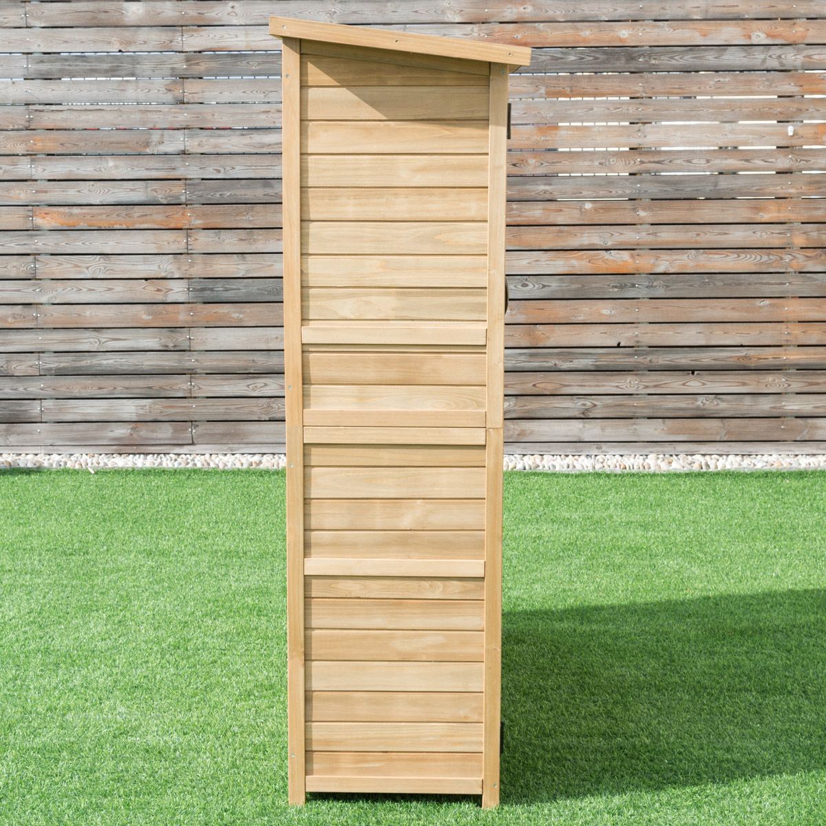 Abri de Jardin en Bois Cabane de Jardin Extérieur Double Portes avec Loquet Toit Incliné en Asphalte Cabanon Jardin Extérieur 140 x 50 x 162 cm Naturel -