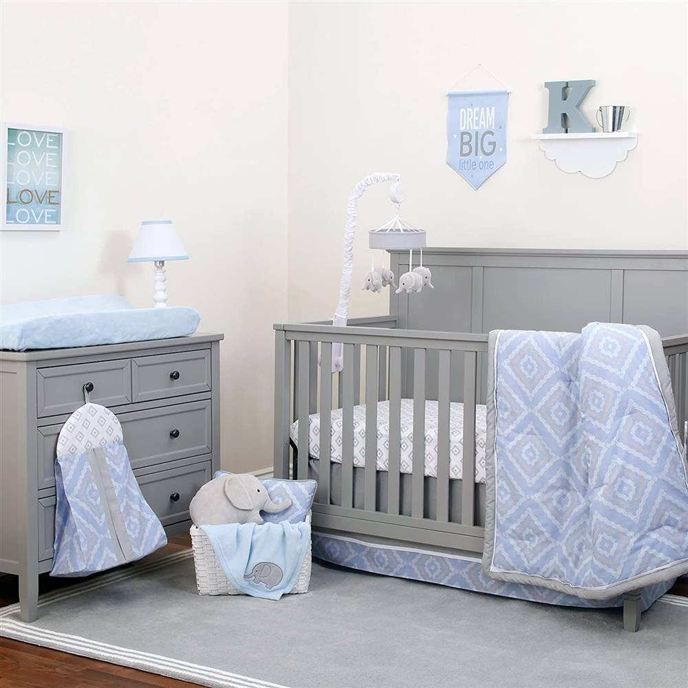 NoJo Dreamer 8 Piece Crib Bedding Set - Color Blue