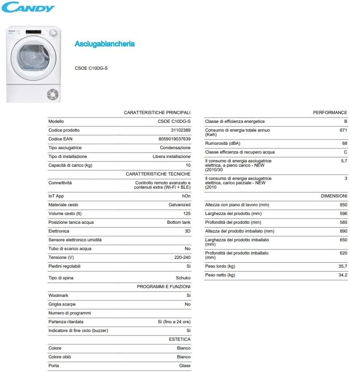 Sche linge Condensation CSOEC10DG-S -