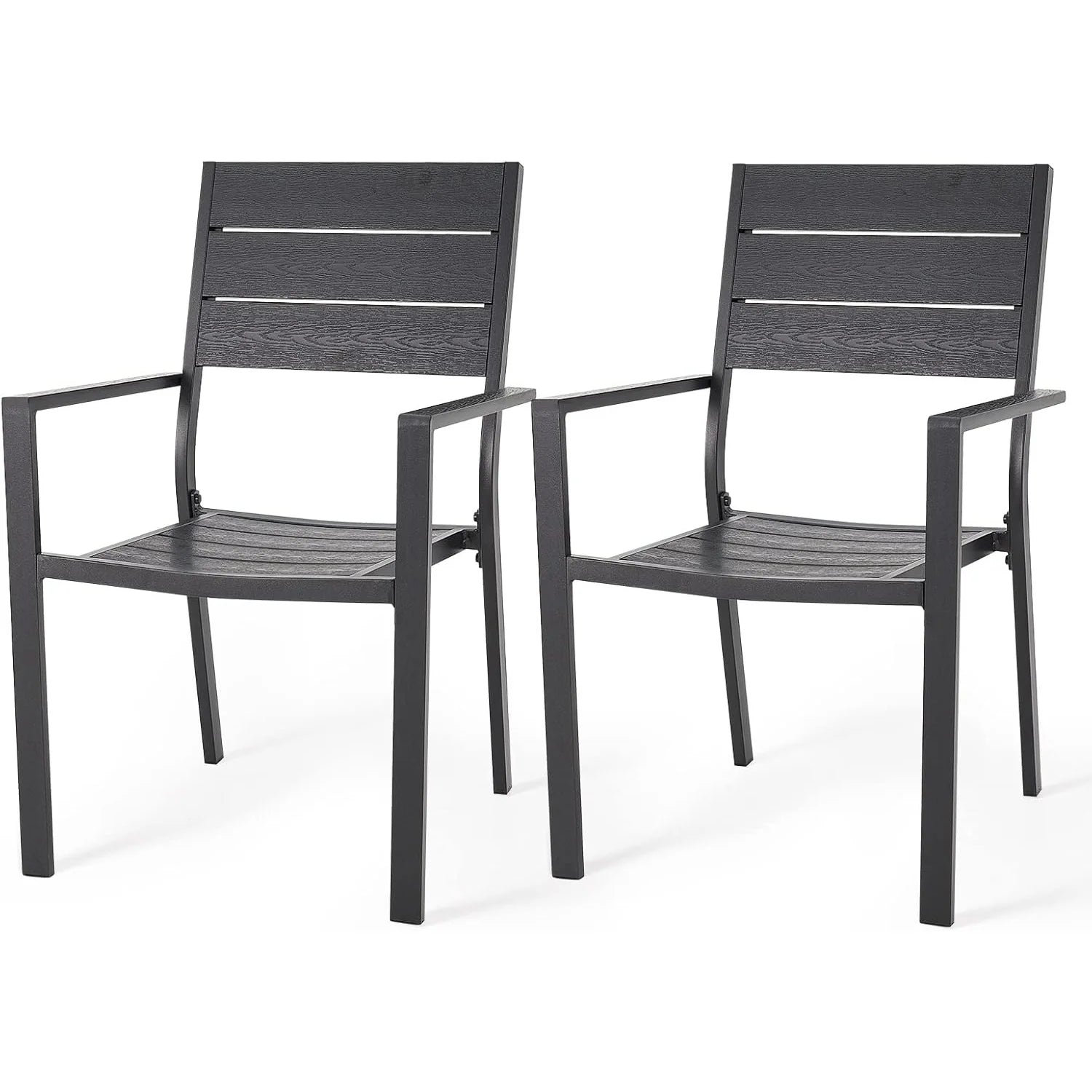AECOJOY 2 Pieces Outdoor Dining Chairs, Aluminum Frame Stackable Patio Chair